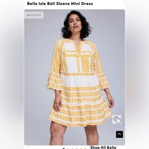 Torrid Belle Isle Size 00- Yellow and White Belle Sleeve Mini Dress